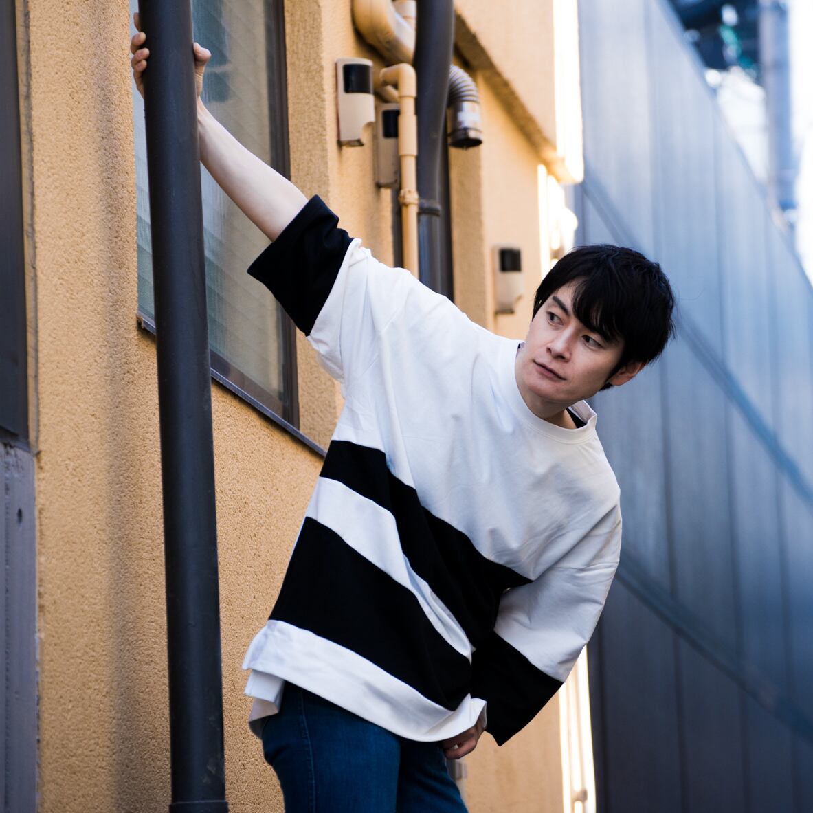 メンズ ロング丈tシャツ カジュアル タンク Big切替7分袖tシャツ Seme Fashion Boutique セーメ ファッション ブティック