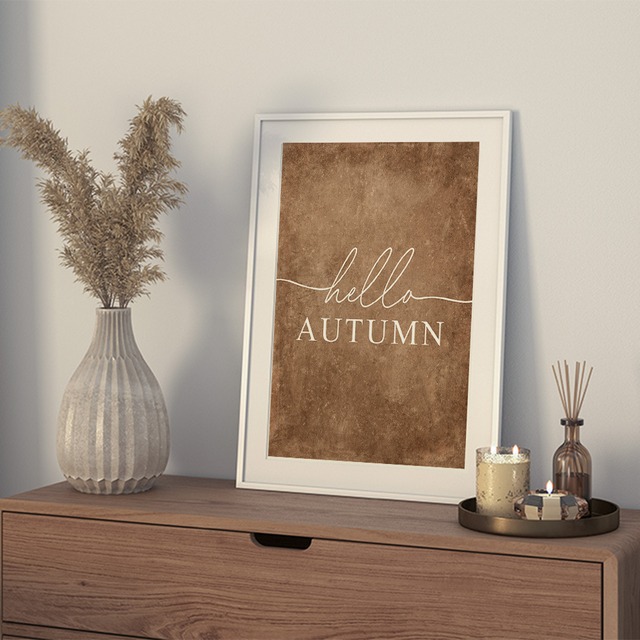 秋の収穫のポスター / i1538 /  秋の紅葉　かぼちゃや名言　水彩画　インテリアポスター