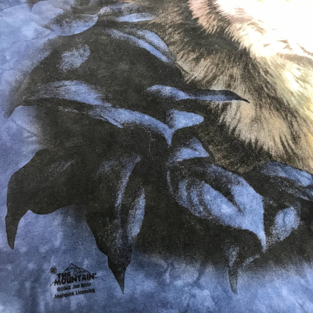 ザ マウンテン00年代 WOLF 狼 アートアニマルプリントTシャツ タイダイＴシャツ デザインＴシャツ ブルーネイビー XL 半袖