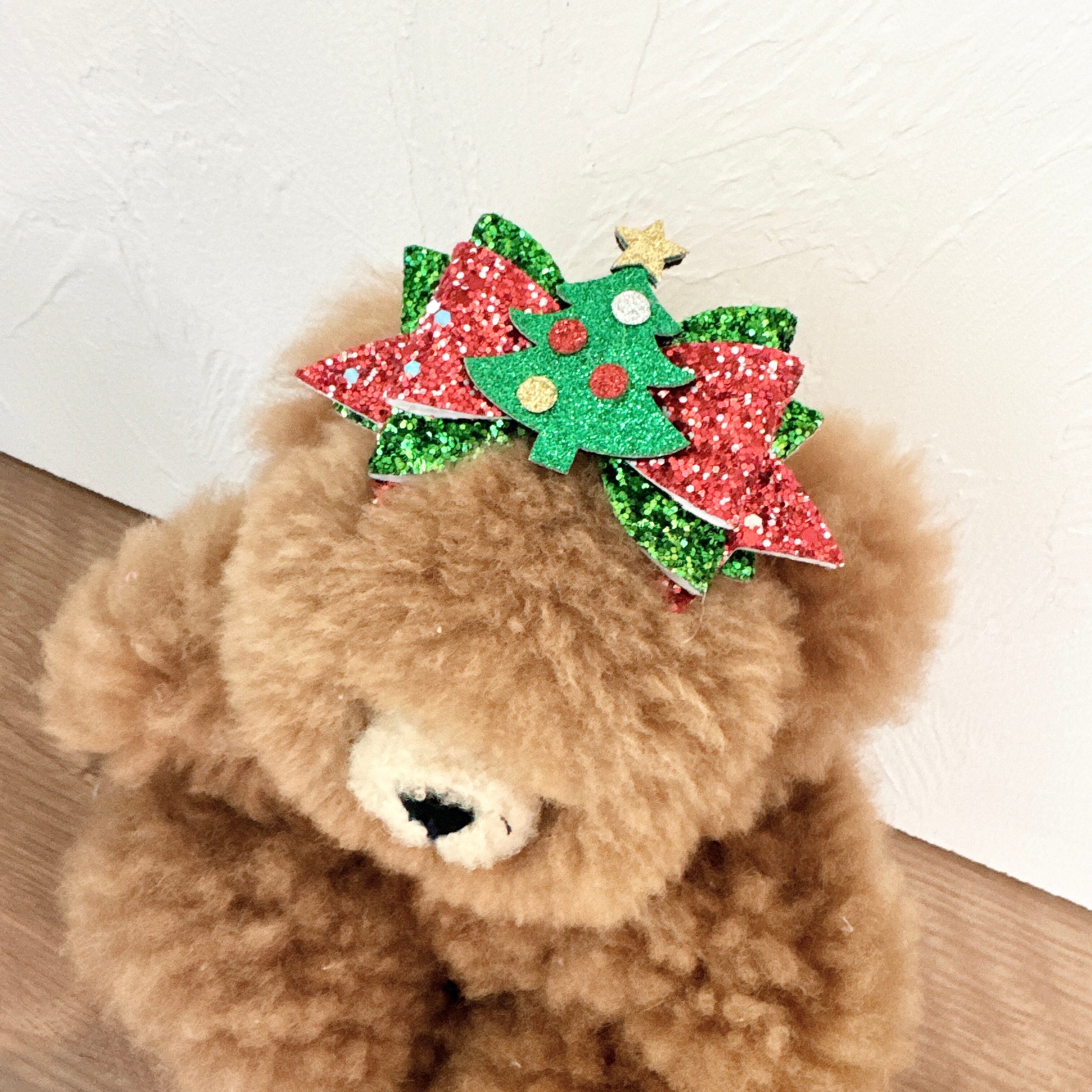 クリスマス*ツリーリボンヘアバンド(後ろ支え付き)