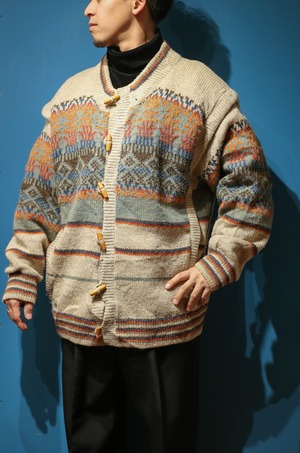 Multi color heavy knit jacket