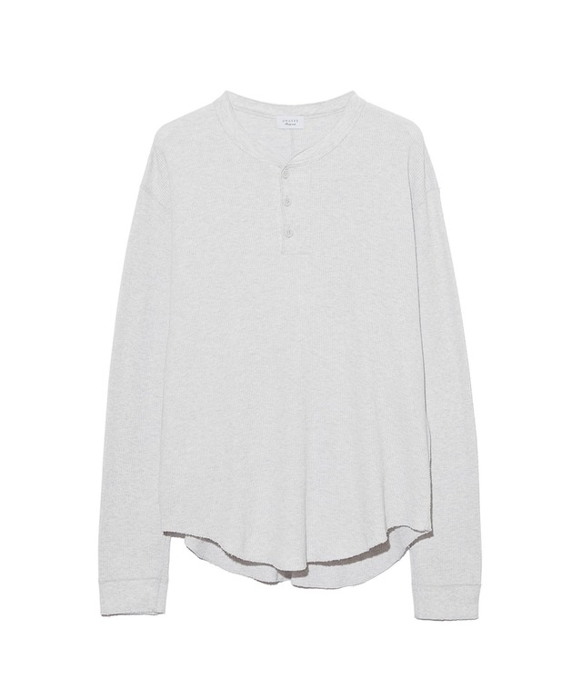 UNUSED / US2595 LONG-SLEEVE HENRY NECK WAFFLE T-SHIRT(HEATHER ASH)