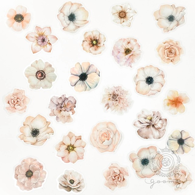 50枚入り クリアフラワーシール White<S577>