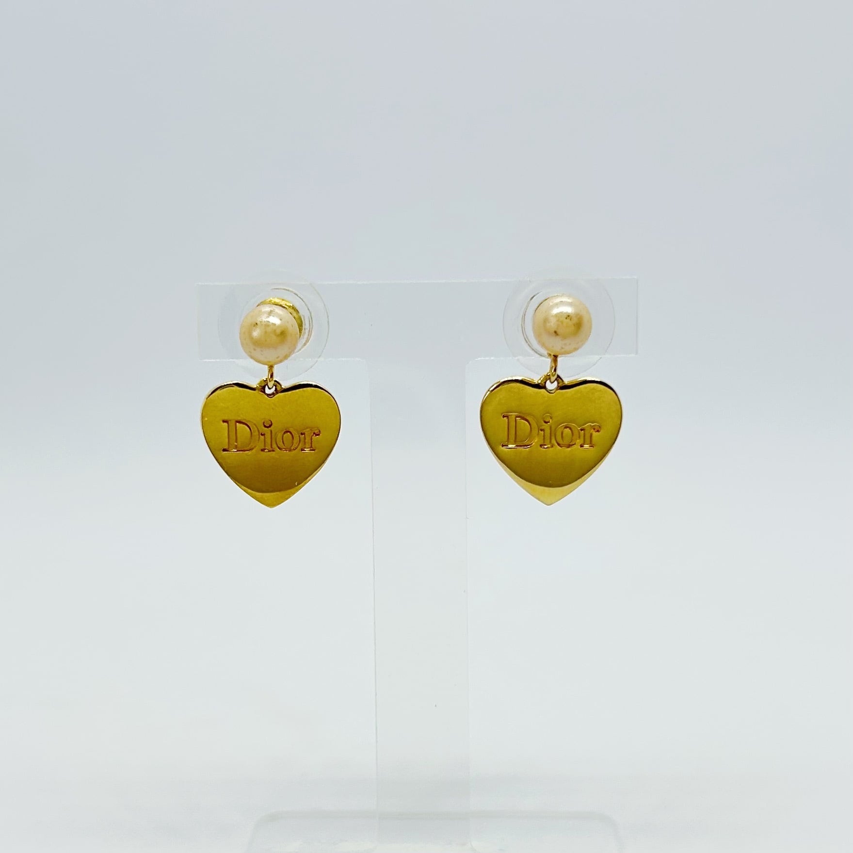 E7090】Christian Dior heart logo pierce/クリスチャンディオール