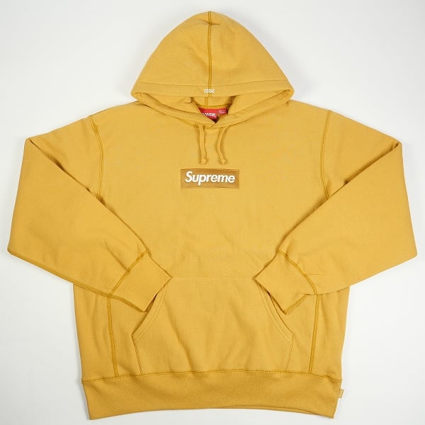 supreme box logo パーカー　light mustard イエロー