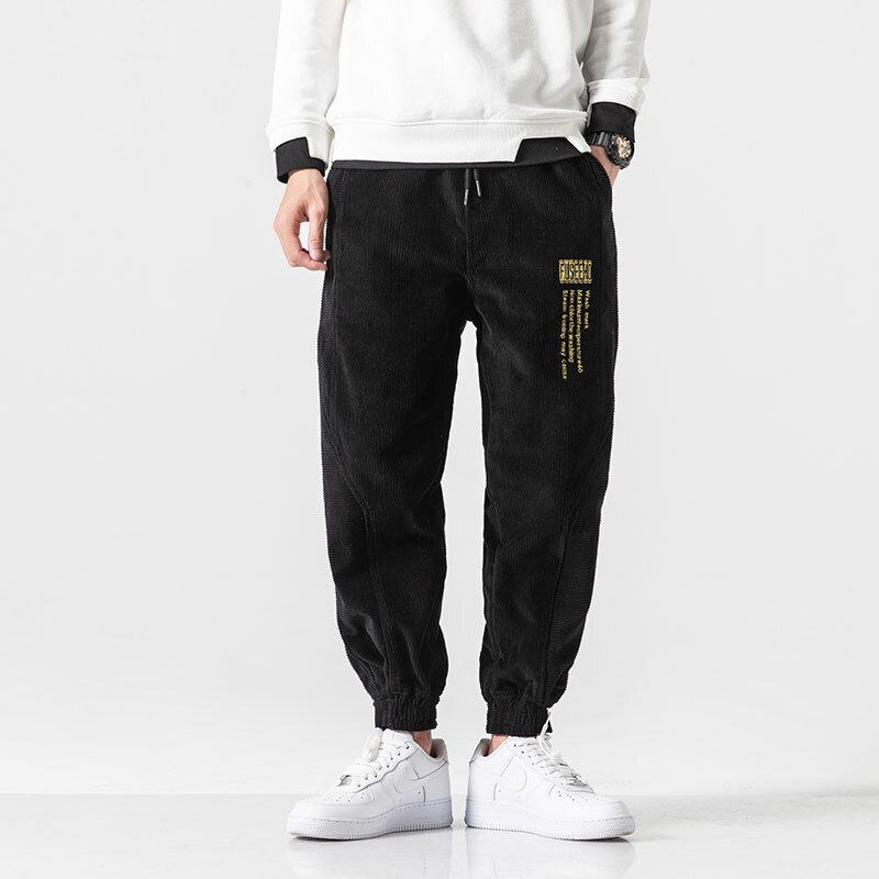 Road Vintage19秋のヨーロッパとアメリカのトレンド個別の文字刺繍ベルクロ巾着パンツメンズコーデュロイパンツ-アリババ レッド オータム 秋物 ビンテージ ヨーロピアン hip6-16116911963847