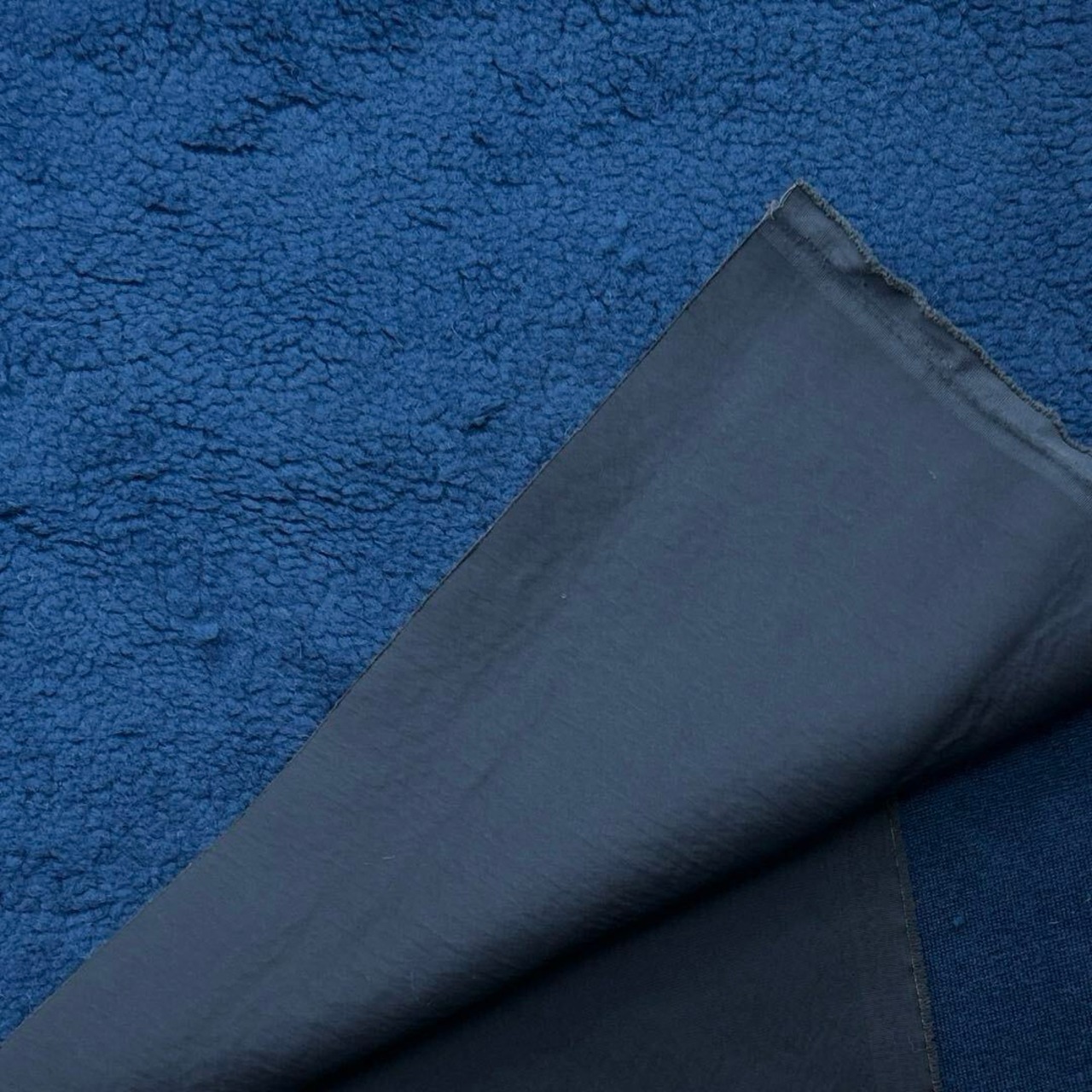 ★AM204◆0.7ｍ◆ボアフリースボンディング加工生地◆ネイビーブルー