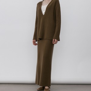 Rib Knit Long Skirt T3966