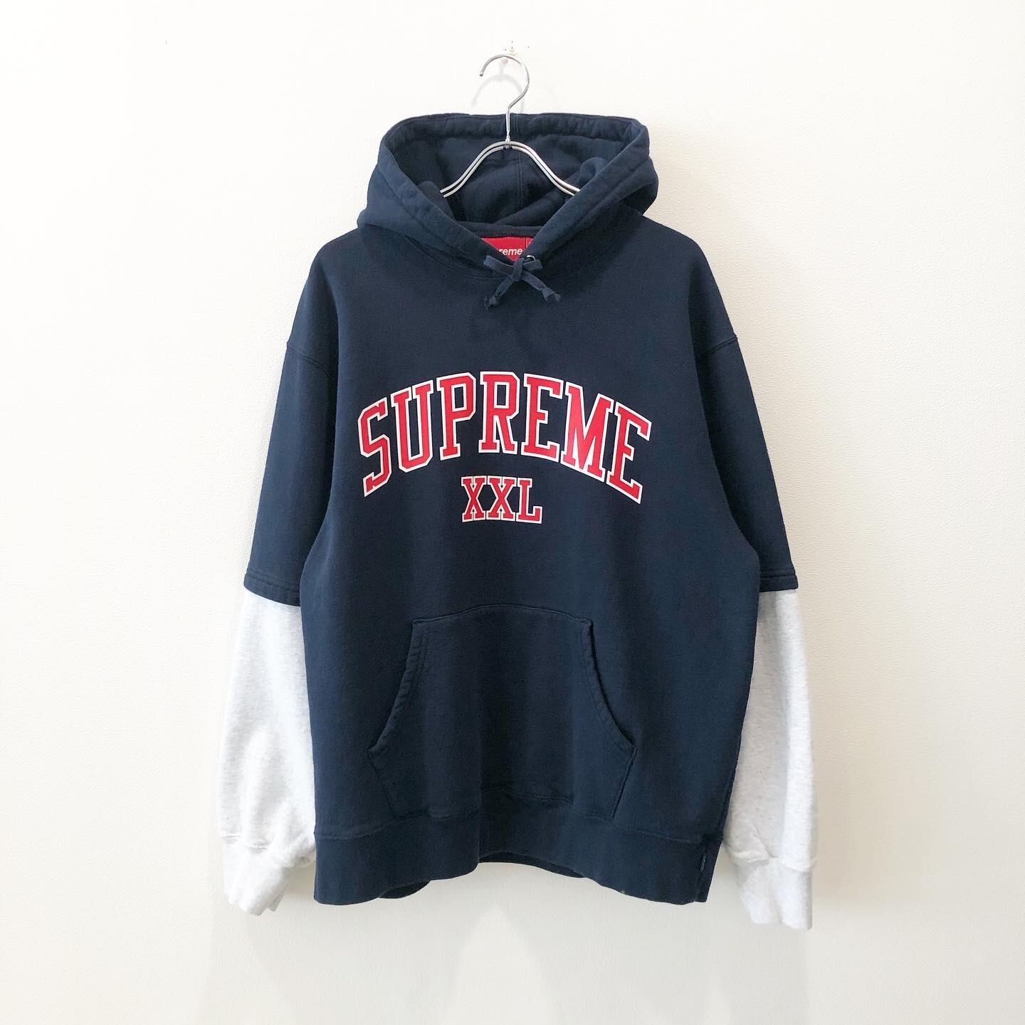 supreme XXL Hooded Sweatshirt ネイビー S