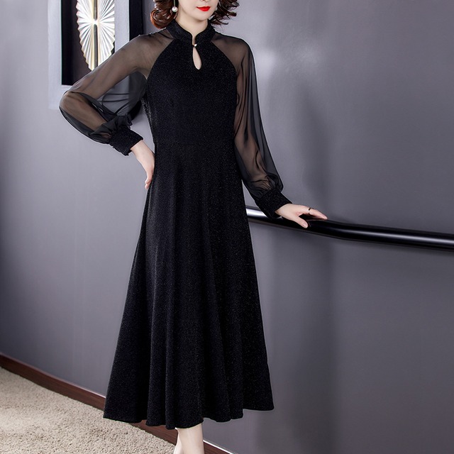パーティードレス 韓国 結婚式 長袖 ドレス ワンピース 母親 親族 フォーマルドレス 黒 ドレス Aライン シースルー メリハリ ティアドロッププラケット ハイネック ラメ 光沢 スリム 上品 きれいめ 秋 冬 Rx1291 Raxia ラクシア パーティードレス 韓国 結婚式 長袖 ドレス ワンピース 母親 親族 フォーマルドレス 黒 ドレス Aライン シースルー メリハリ ティアドロッププラケット ハイネック ラメ 光沢 スリム 上品 きれいめ 秋 冬 Rx1291 Raxia ラクシア