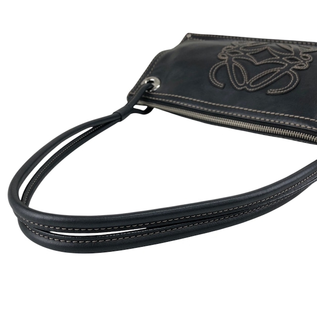LOEWE ロエベ ショルダーバッグ ブラック アナグラム ステッチ レザー vintage ヴィンテージ オールド ugpzsh