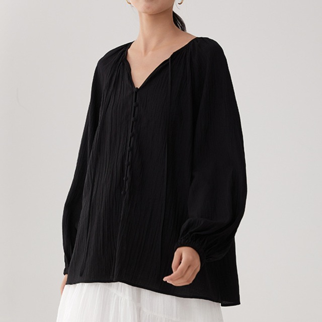 ドローストリング 長袖 オーバーサイズ シャツ　  M00030