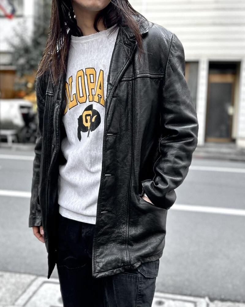 Vintage Lamb Leather Jacket [Unknown Brand] [1990s~] Black Button