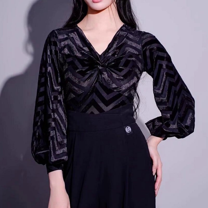 シアージャガード・ツイストデザインダンストップス ds0935