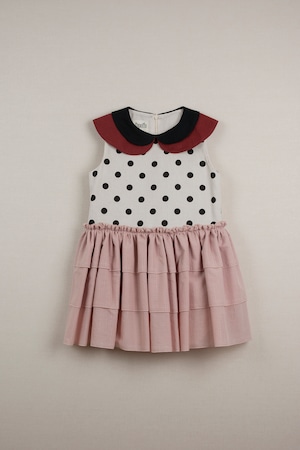 【20SS】ポぺリン　Popelin　double frill dress ワンピース pink  [ 18-24m / 3-4y / 5y / 7y ］