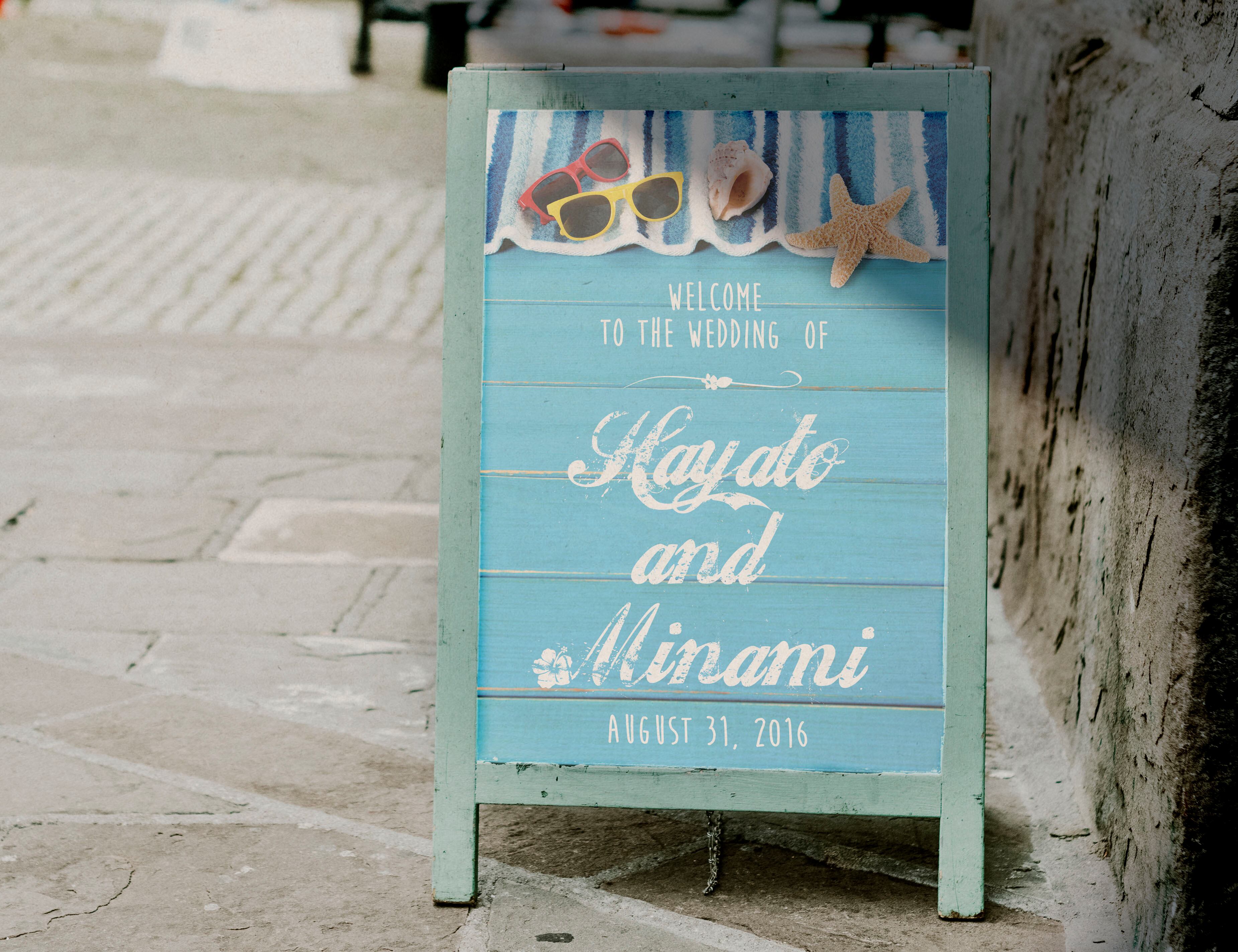 【ビーチウッド】オーダーメイド ウェルカムボード│ 夏 リゾート 結婚 ポスター インテリア