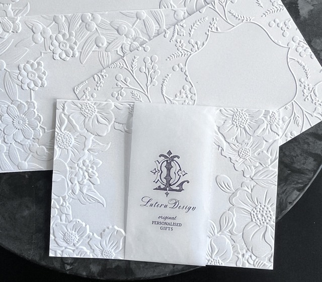 花飾りエンボスポストカード３枚セット