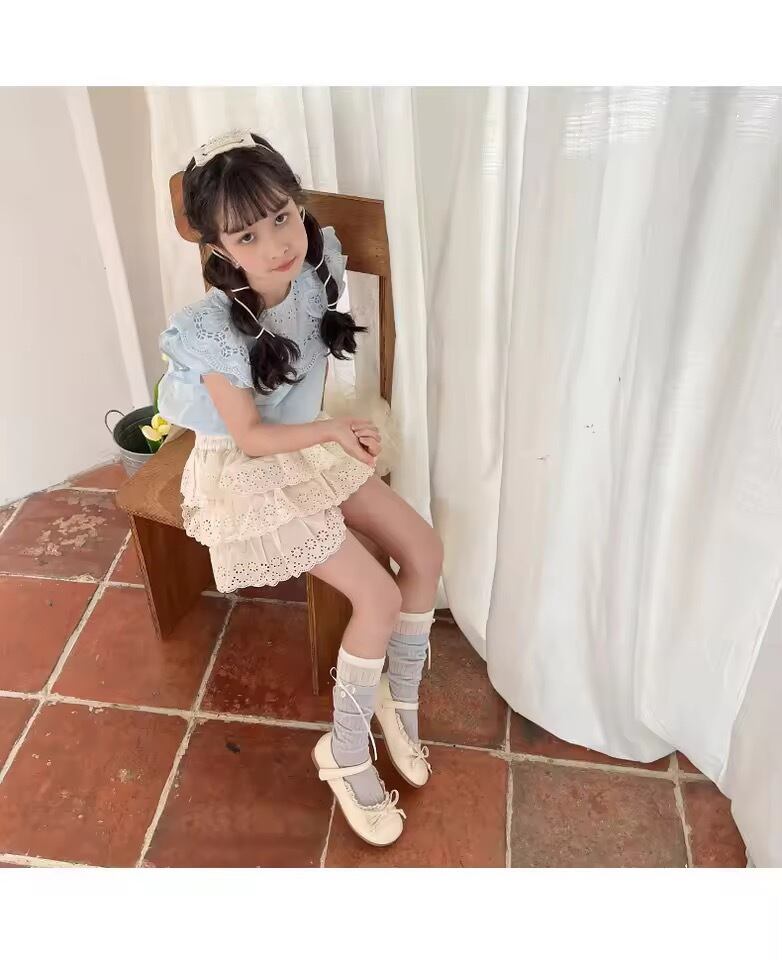 リボン＆フラワーボタン レイヤードソックス