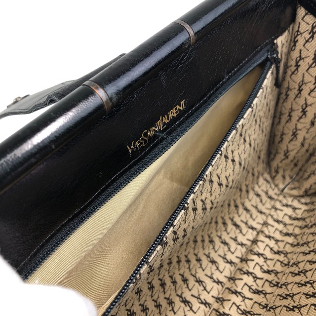 Yves Saint Laurent イヴ・サンローラン クラッチバッグ ブラック YSL ロゴ型押し レザー バイアステッチ vintage ヴィンテージ オールド b3p3mj