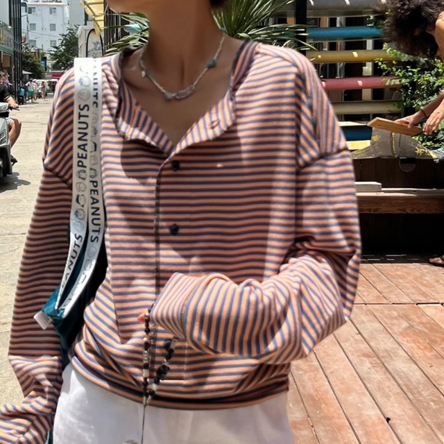 ストライプルーズカットソー