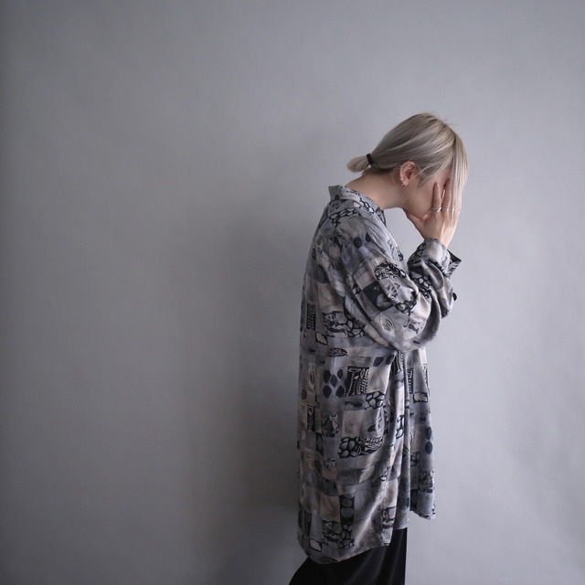 block reef art pattern super big rayon shirt