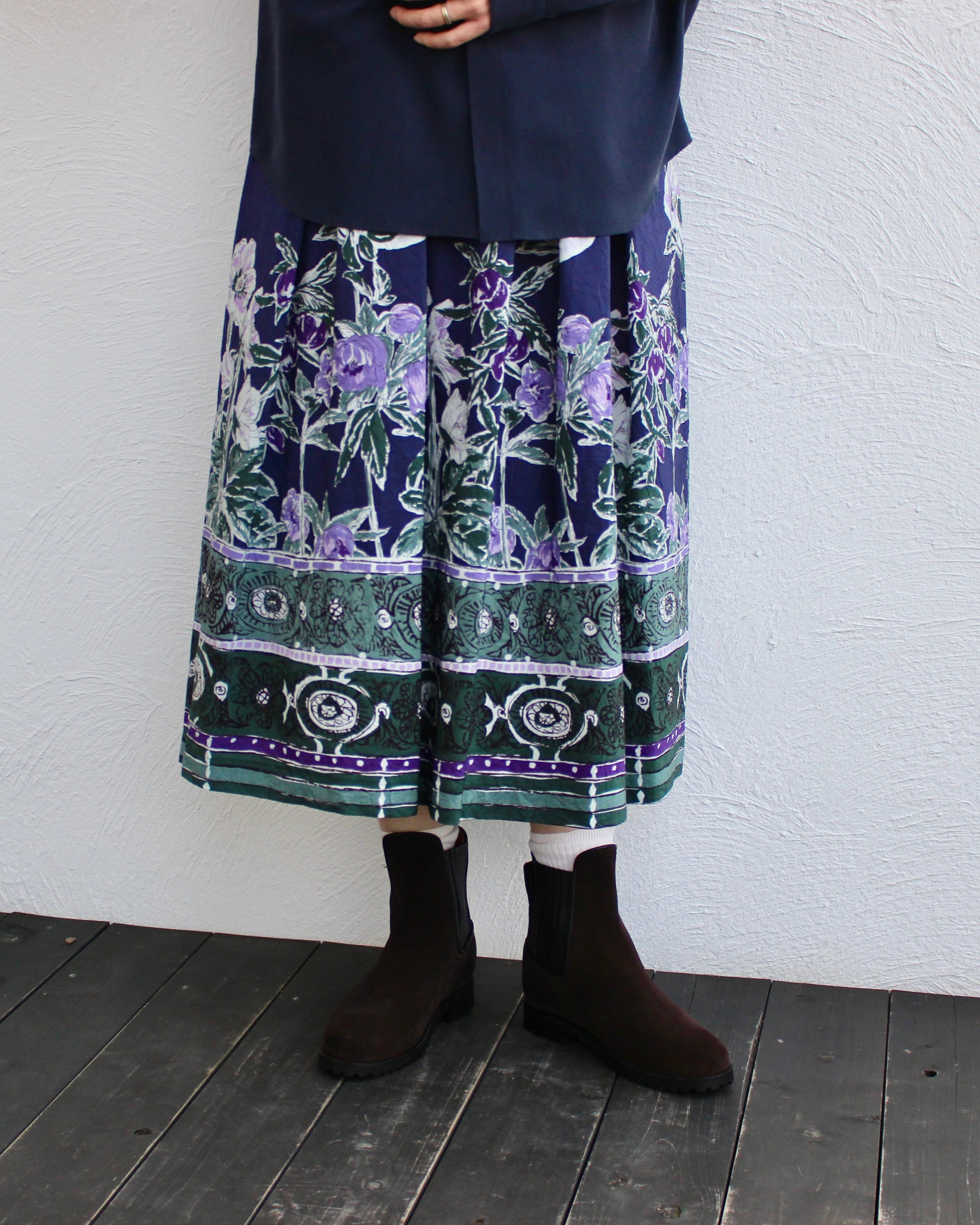 KEIHayamaPLUS/moon flower print skirt