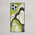 受注生産 iPhoneケース グリーン等高線マーブル｜地層風 MARB013A