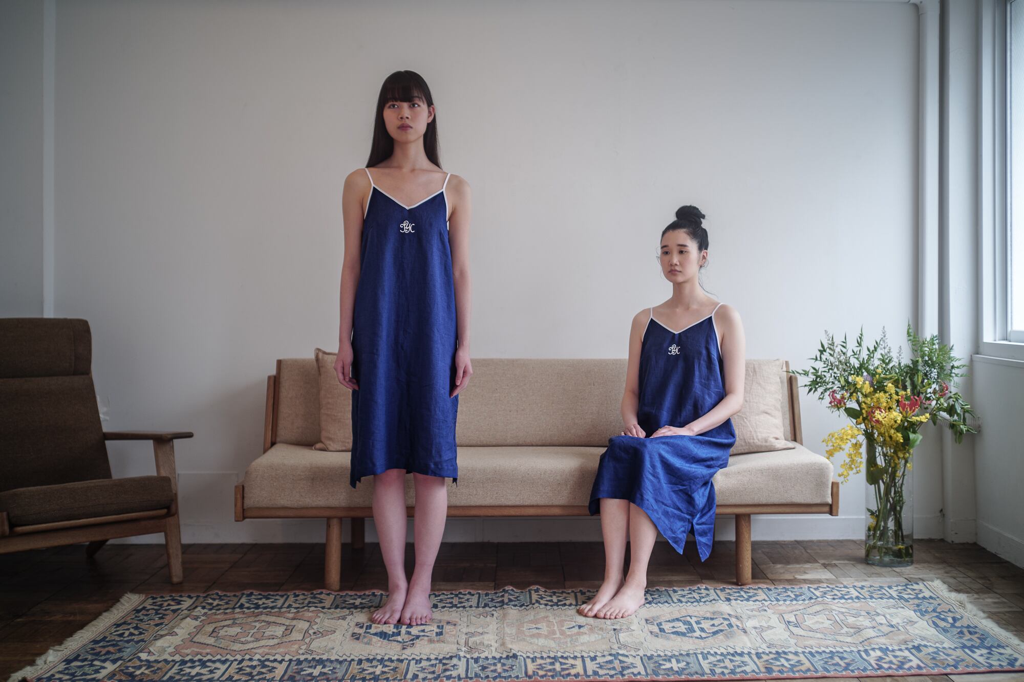 キャミソールワンピース ｲﾝﾃﾞｨｺﾞﾌﾞﾙｰ（ﾊｰﾄﾞﾏﾝｽﾞﾘﾈﾝ100％） | リネンの