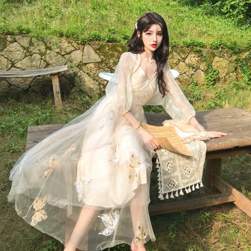 2020年夏の新しいヘップバーンスタイルのスーツハイウエストスリミングサスペンダードレス、レースカーディガン、日焼け止め服 1号婦人99851922995