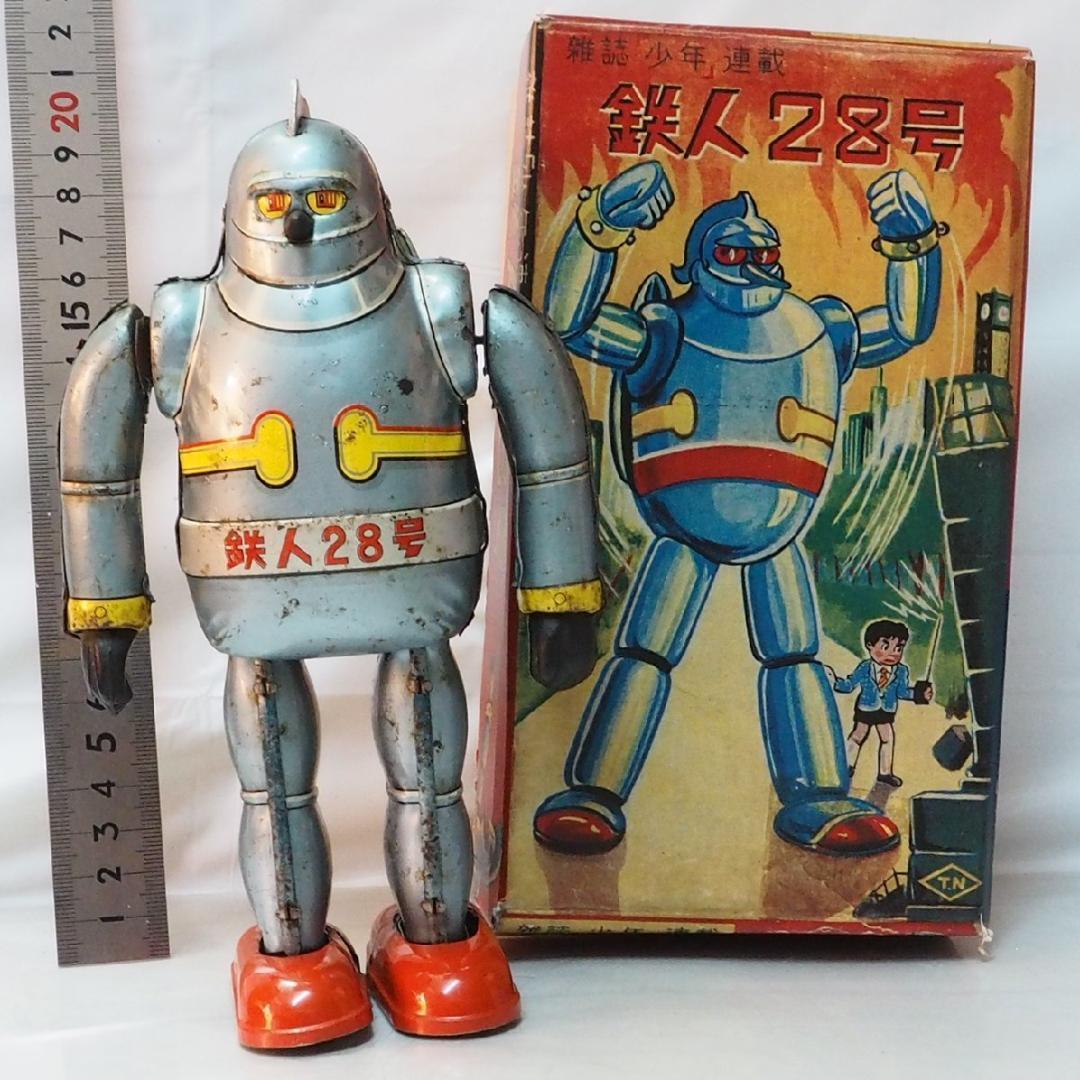 野村【鉄人28号No.3発火不可 金具欠】当時物ブリキ ロボットTIN箱はコピー