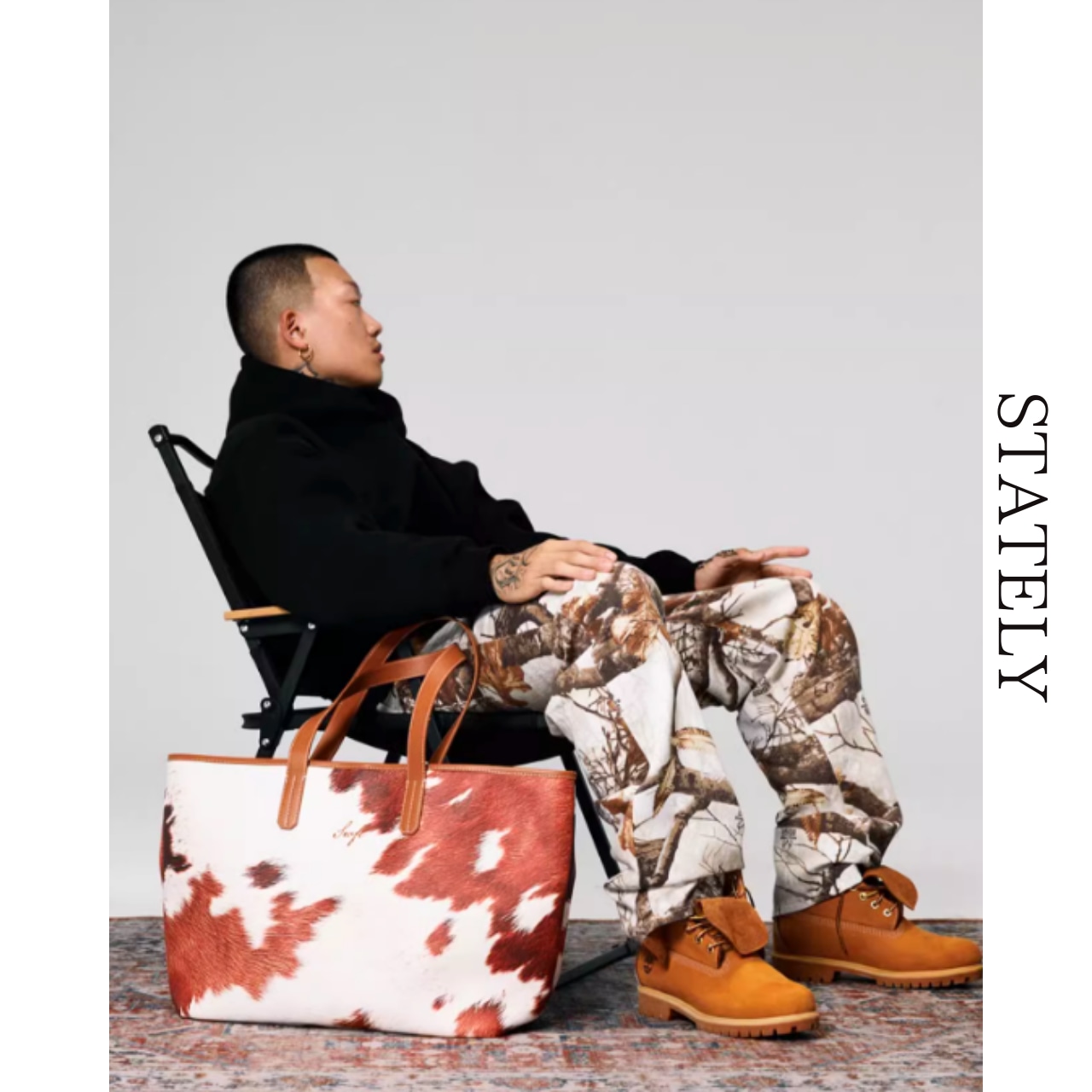 ハラコレザープリント ビッグトートバッグ_G01・画像3