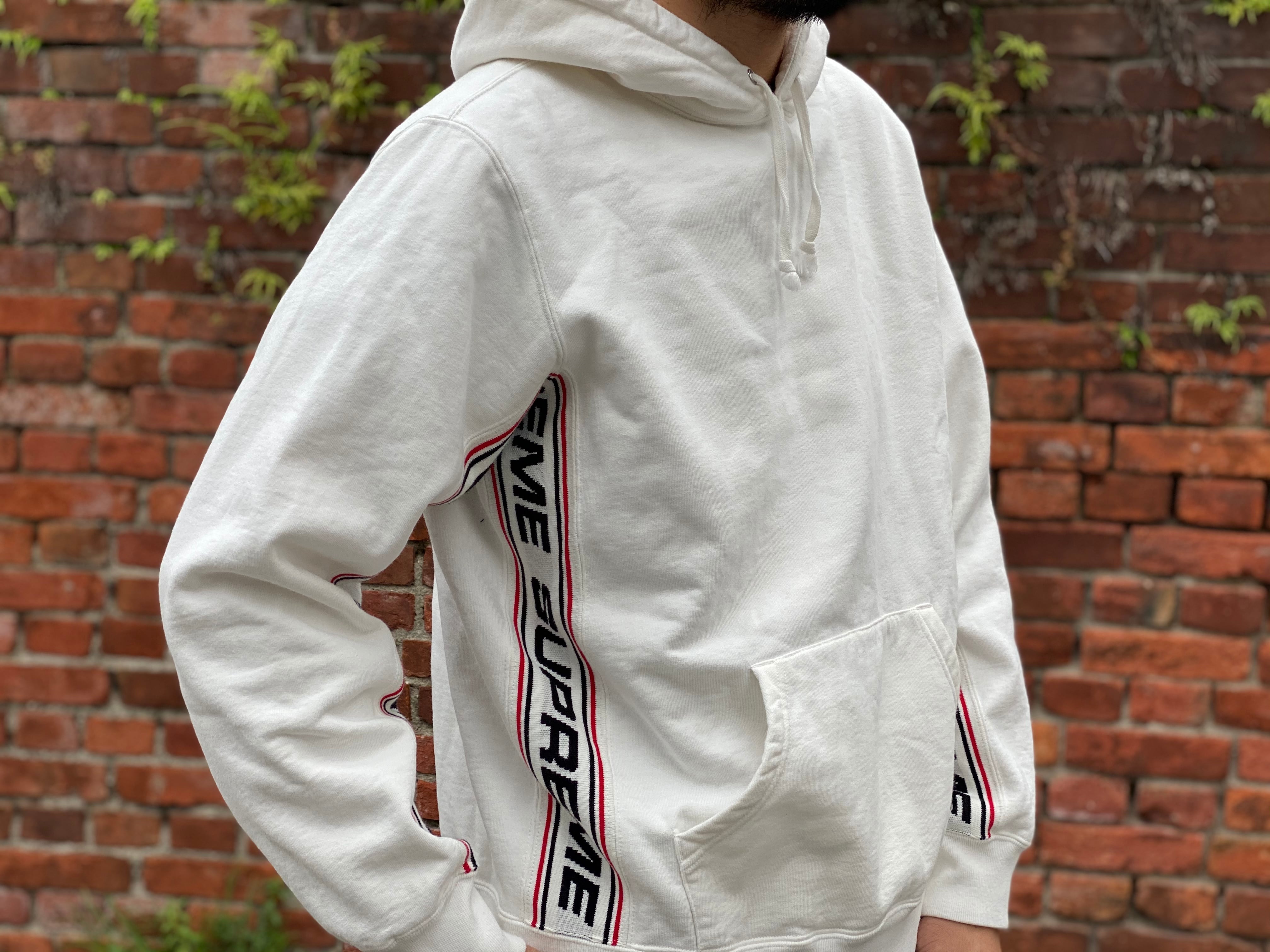 Supreme TEXT RIB HOODED SWEATSHIRT WHITE MEDIUM 100JB4188 | BRAND 