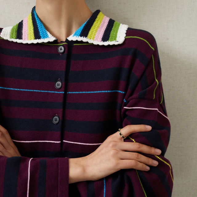カラフル襟ボーダーニット　21981