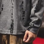 Ribbed Knit Hat with Printed Pattern Sweatshirt ◇2color H0810