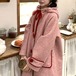 バイカラーリボンフーディーコート ・79074