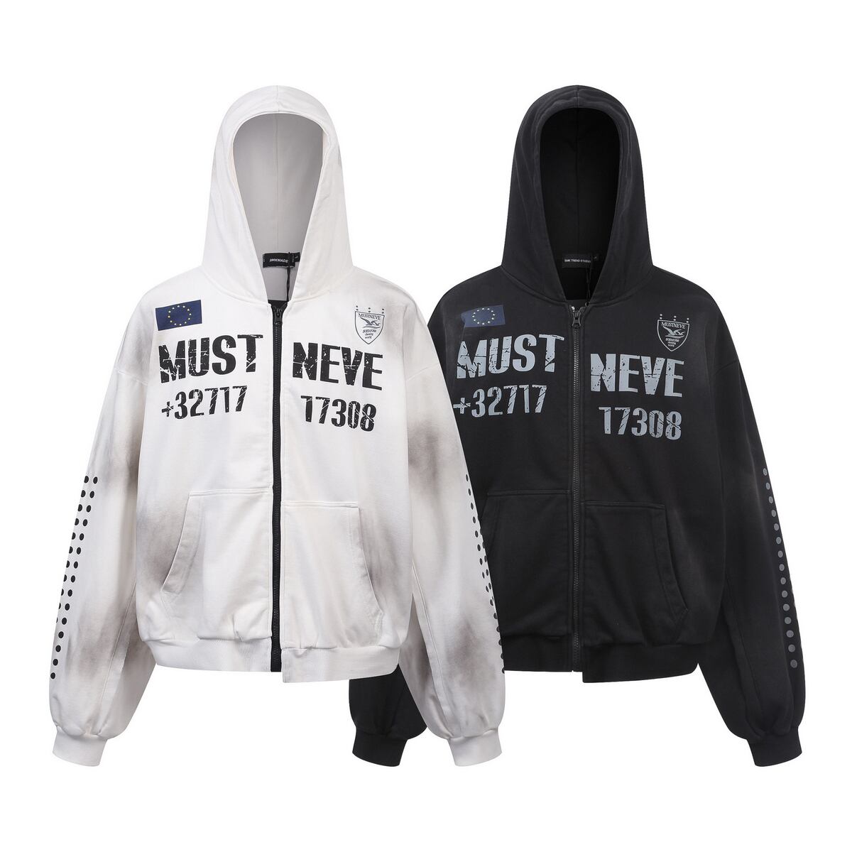 Wshot短丈フルジップパーカー　ブラックXL ジップパーカー | wshot