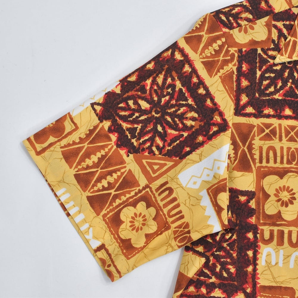 60s-70s Sears HAWAIIAN Fashions パッチワーク風プリント オープン