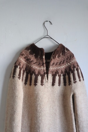 fairisle zip hand knit sweater