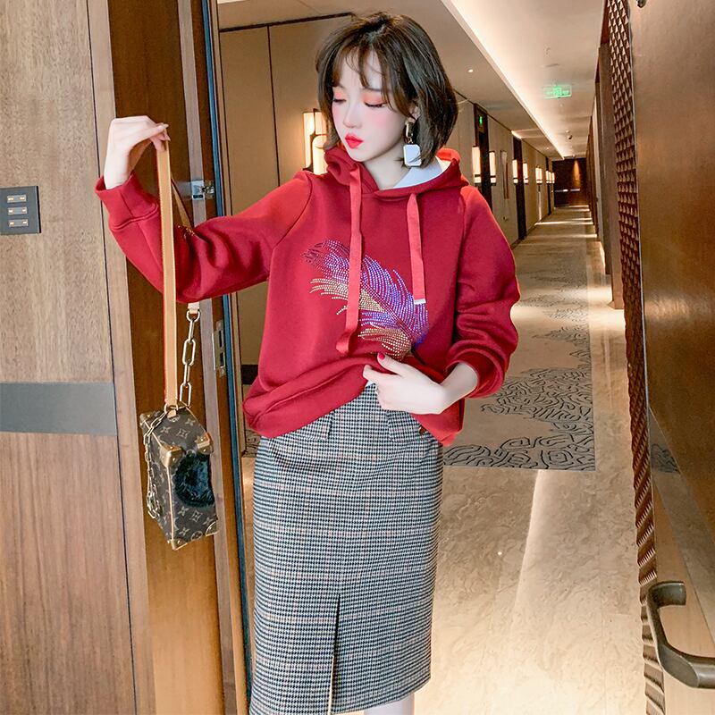 カジュアルフードベルベットセーター レディースウィンタースタイル 冬物 MIUCO93192841250