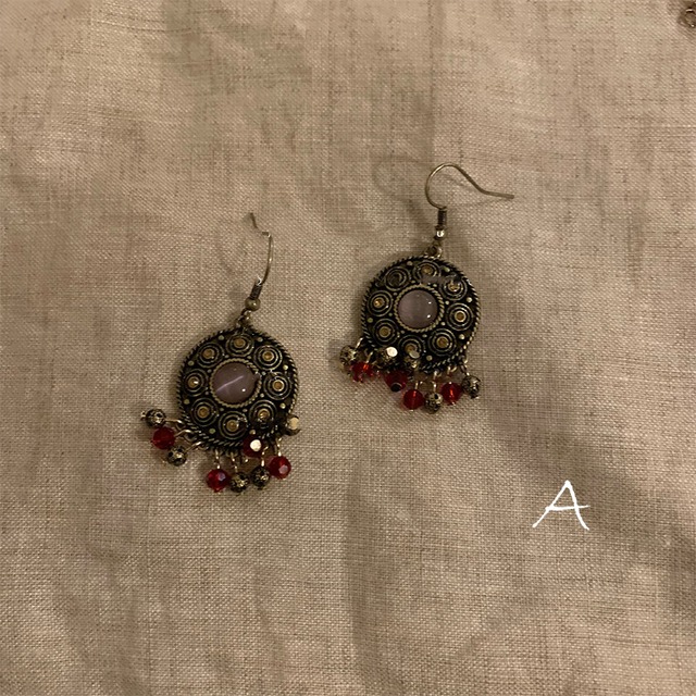 Somedayifレトロビーズ天然石ピアス 4s