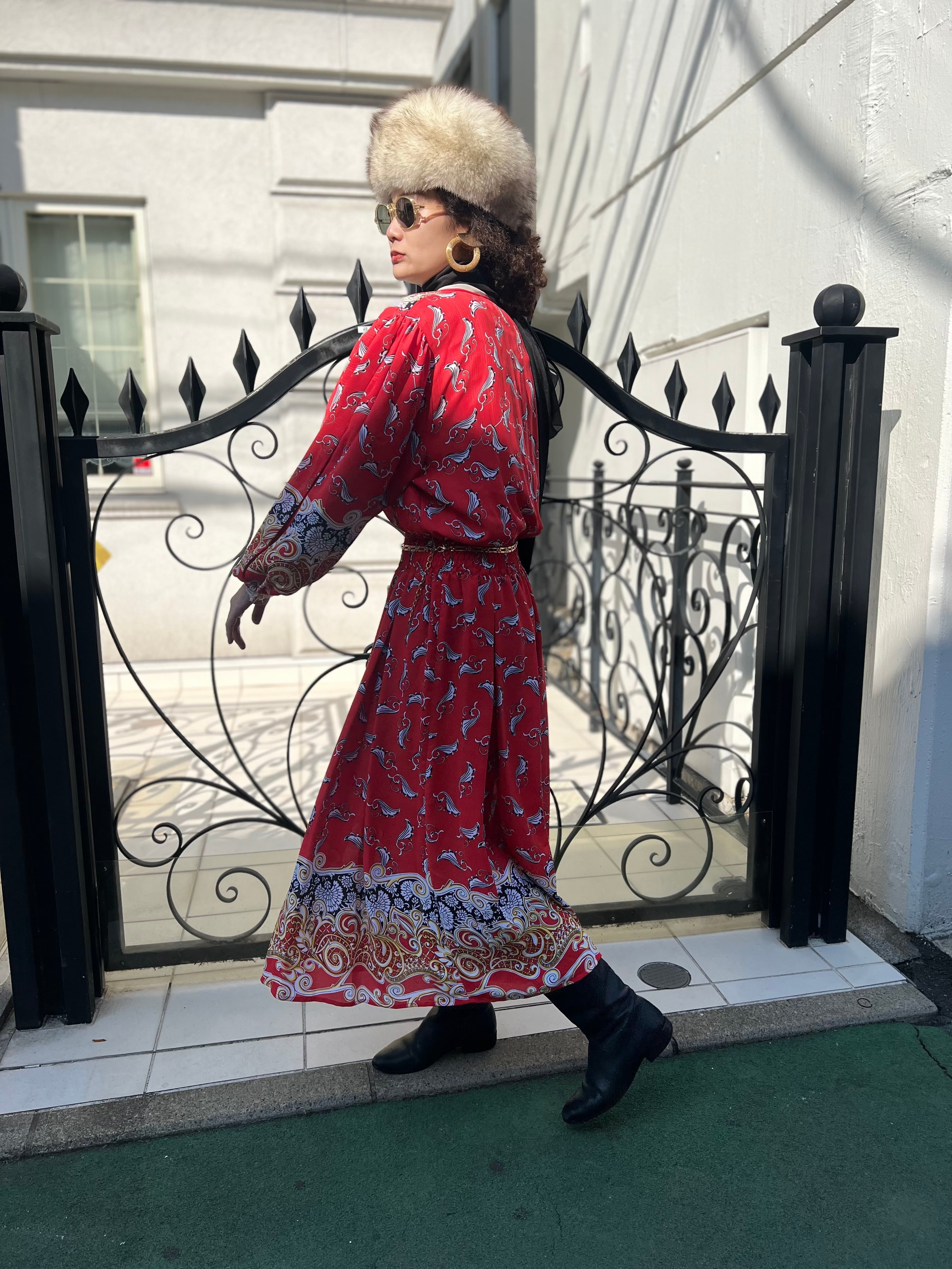 Diane freis red × floral cache-coeur dress ( ダイアンフレイス 