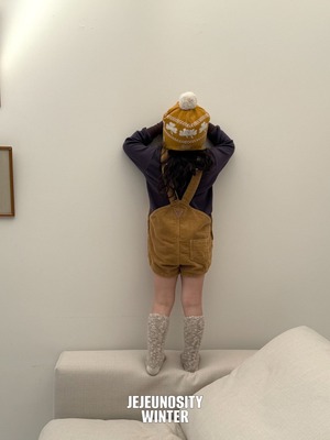 【即納】【JEJEUNOSITY】コーデュロイショートオーバーオール マスタード 80〜120cm 2025 WINTER 韓国子供服