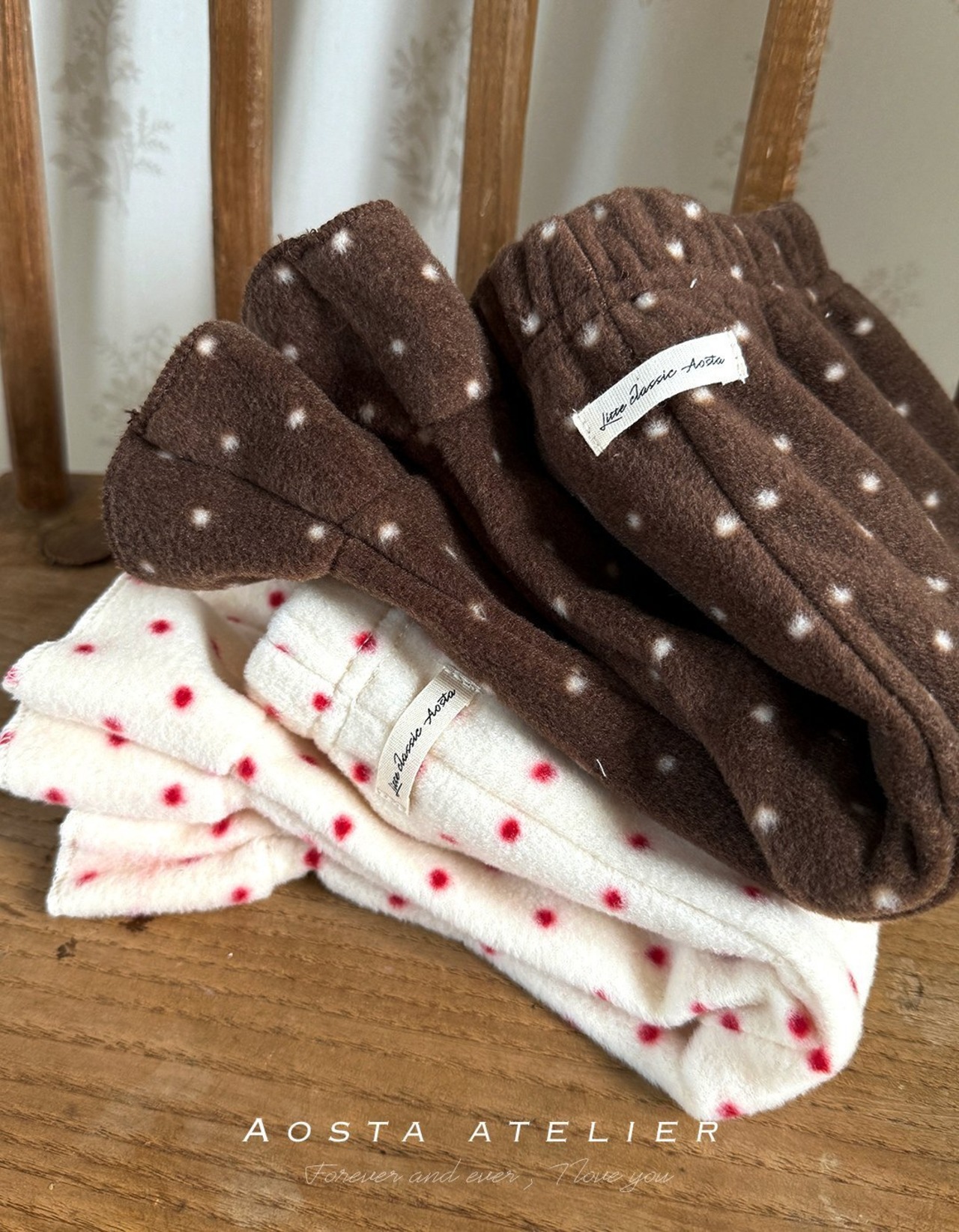 【Aosta】 ドットキャンディパンツ／アイボリードット（70–110cm）2025冬 - 16
