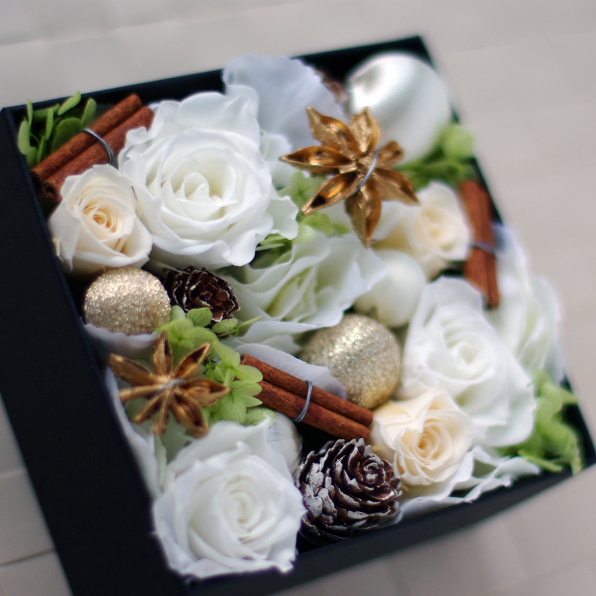 クリスマス プリザーブドフラワーボックス ナチュラル | Fleur de Pomme