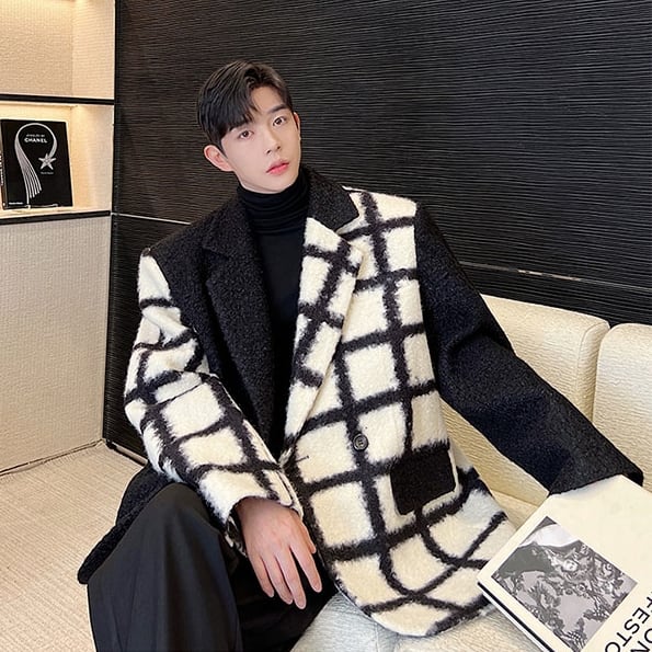 ブラックココナッツ:EPOCA UOMO:白と黒のチェックのジャケット ブラックココナッツ:EPOCA UOMO:白と黒のチェックのジャケット EPOCA