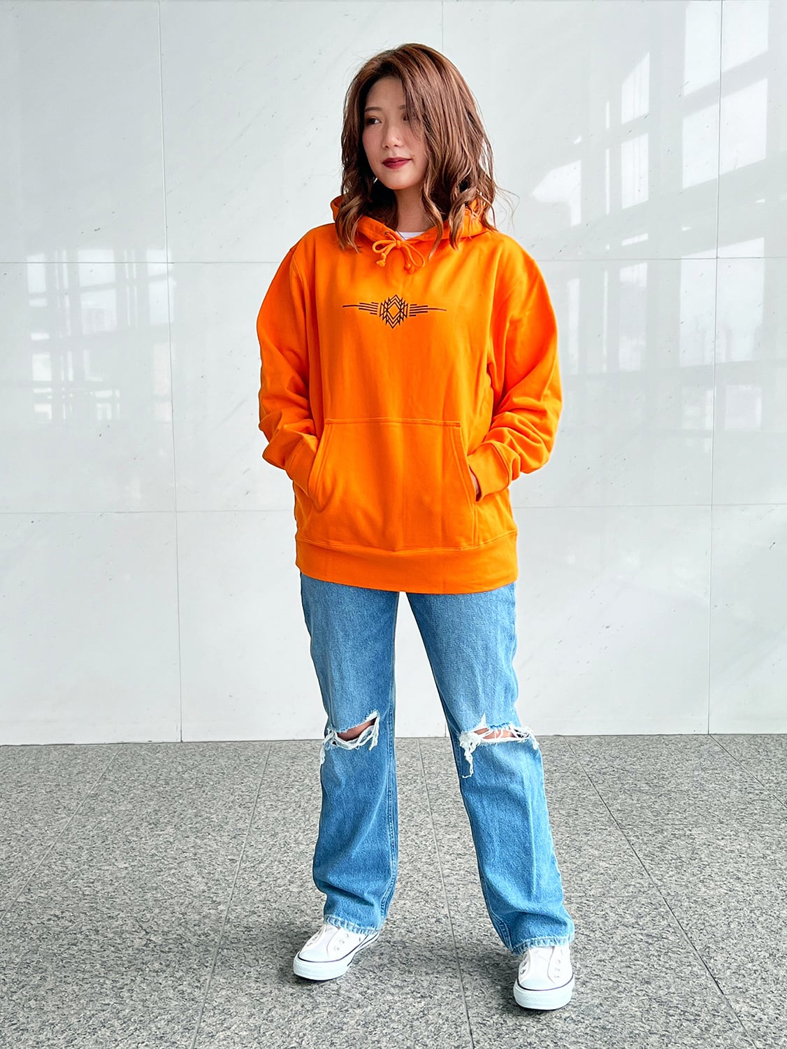 オリジナルフーディー インディアン2オルテガ オレンジxブラック