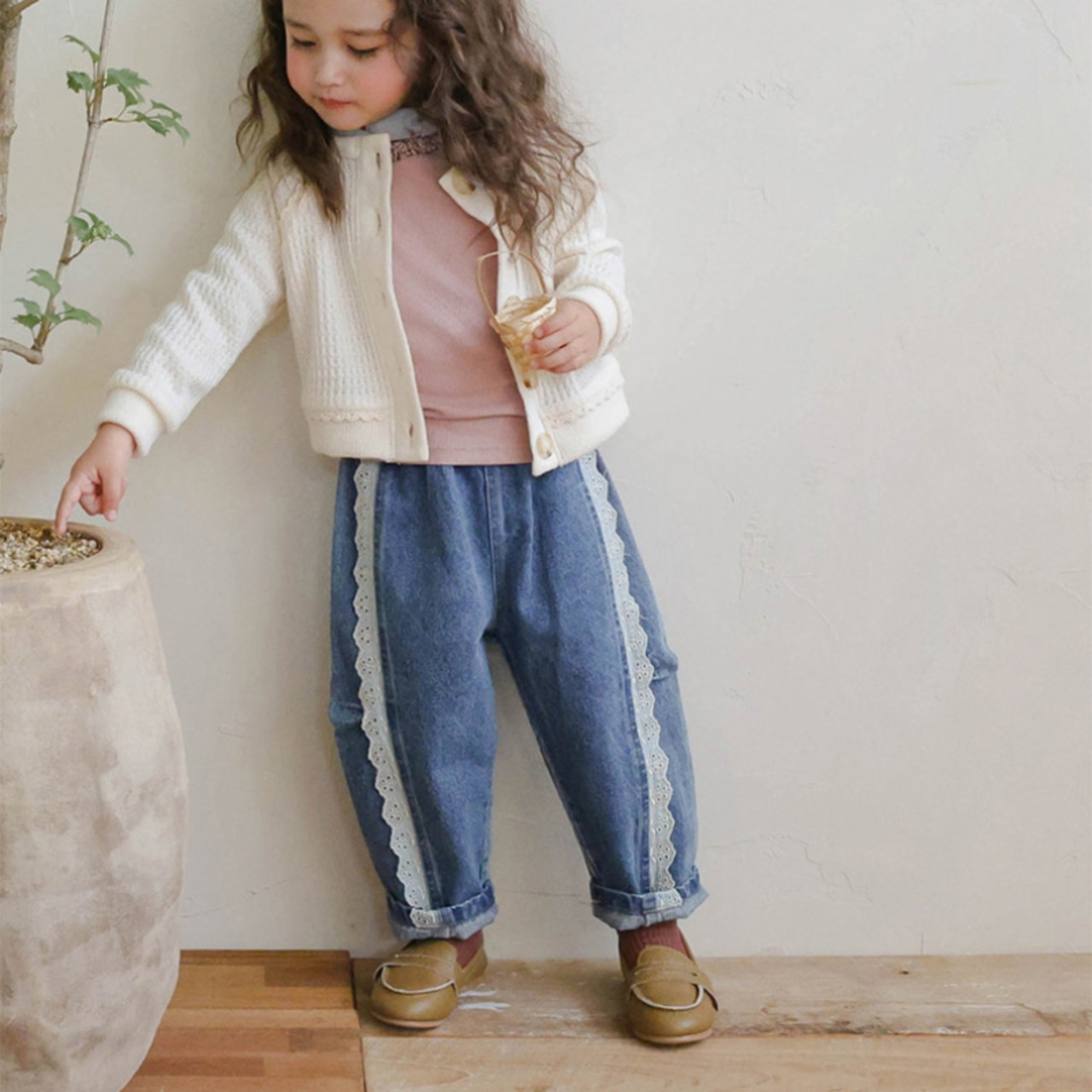 「予約販売」秋フリル付きジンズ