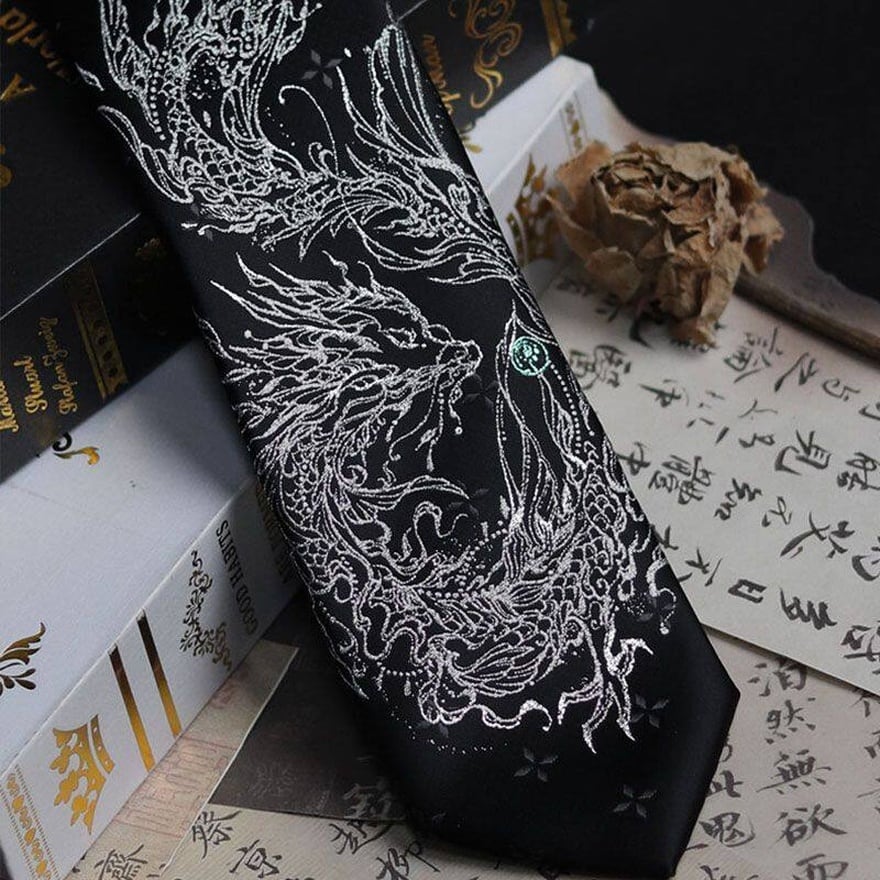 ゴシック 耽美 蛟龍 刺繍 ジャガード ネクタイ ダーク サブカル 参戦服 | 天使と悪魔