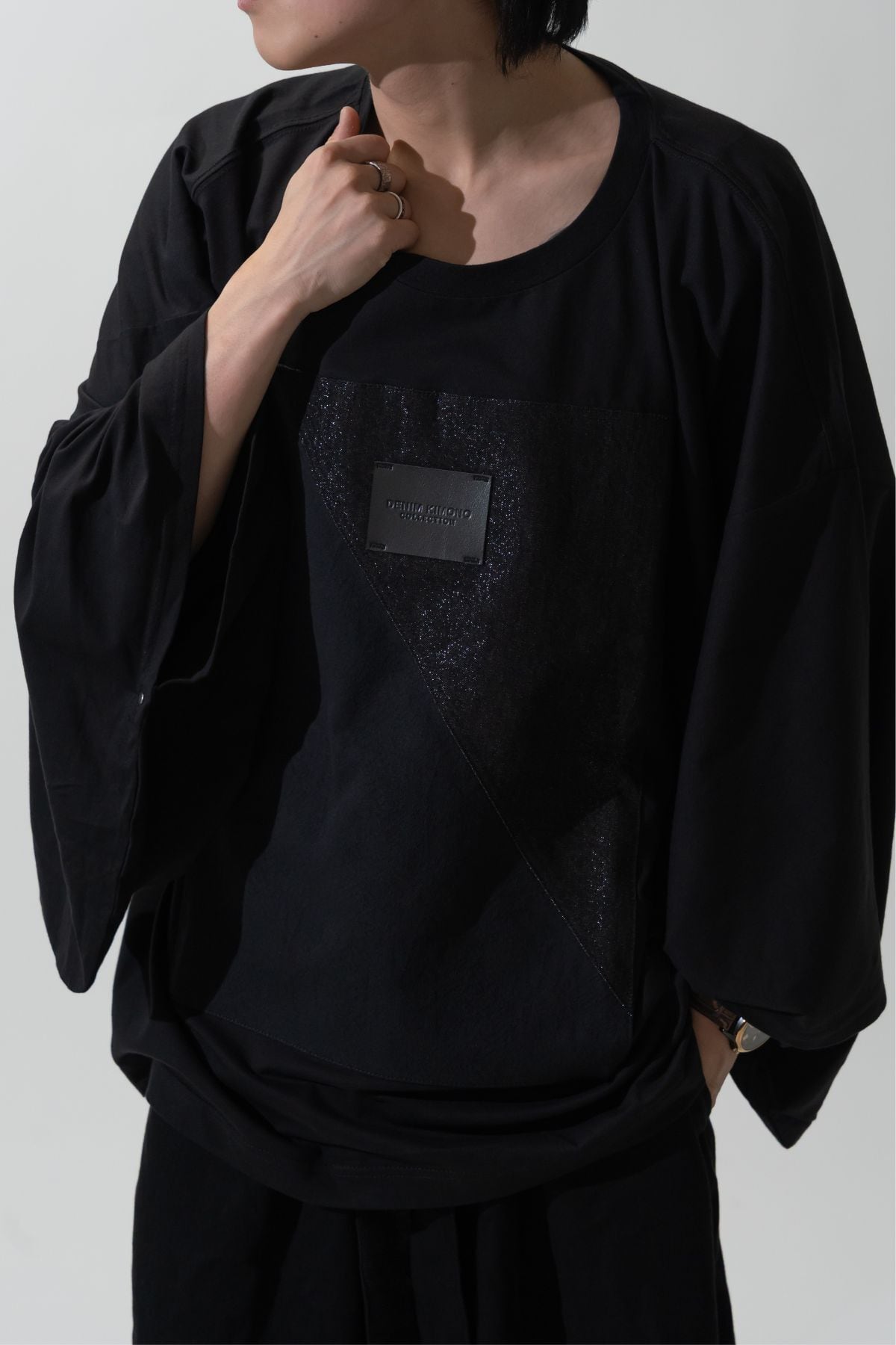 青木被服 KIMO NO T キモノット カットソー デニムポケット 長袖 黒 青木被服× KIMO NO T®︎】コラボレーション 
