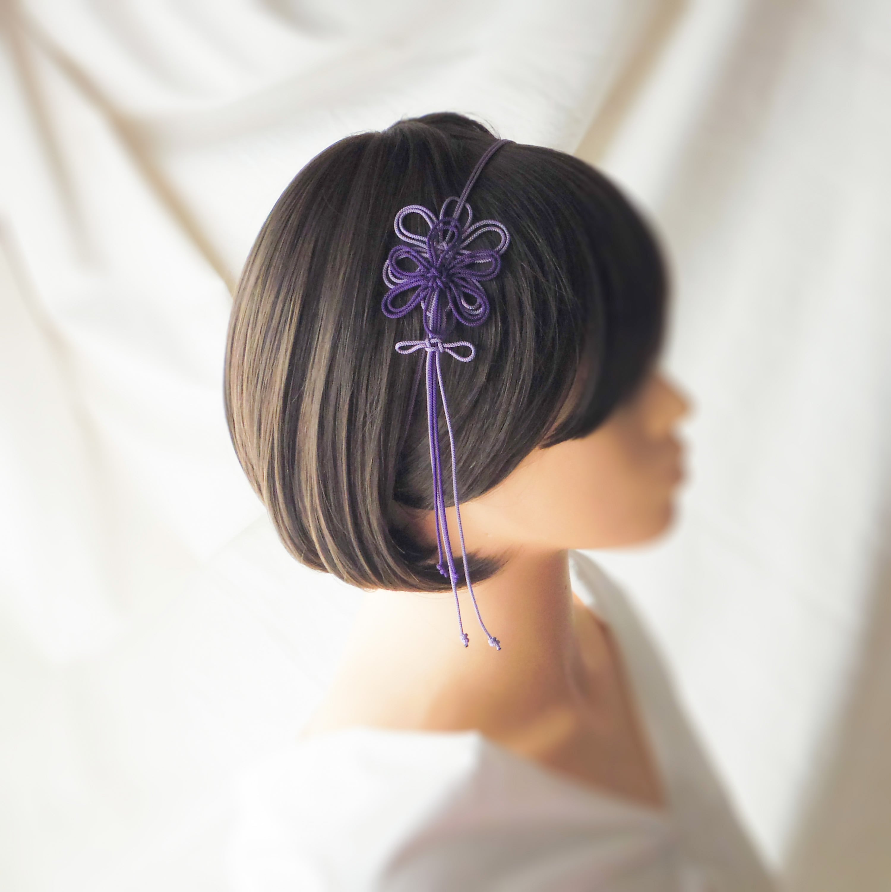 飾り結びカチューム「香ニミチル雅」(淡紫×濃紫)【軽量・簡単】浴衣や着物、日常使いにも。